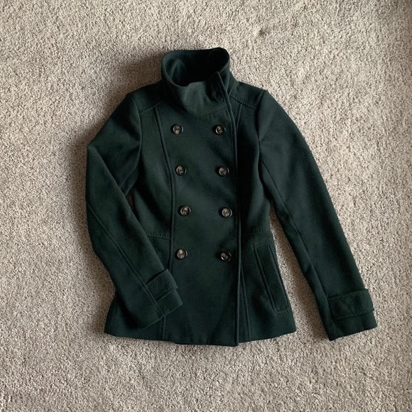 Forest Green Peacoat Coat XS - Picture 1 of 10